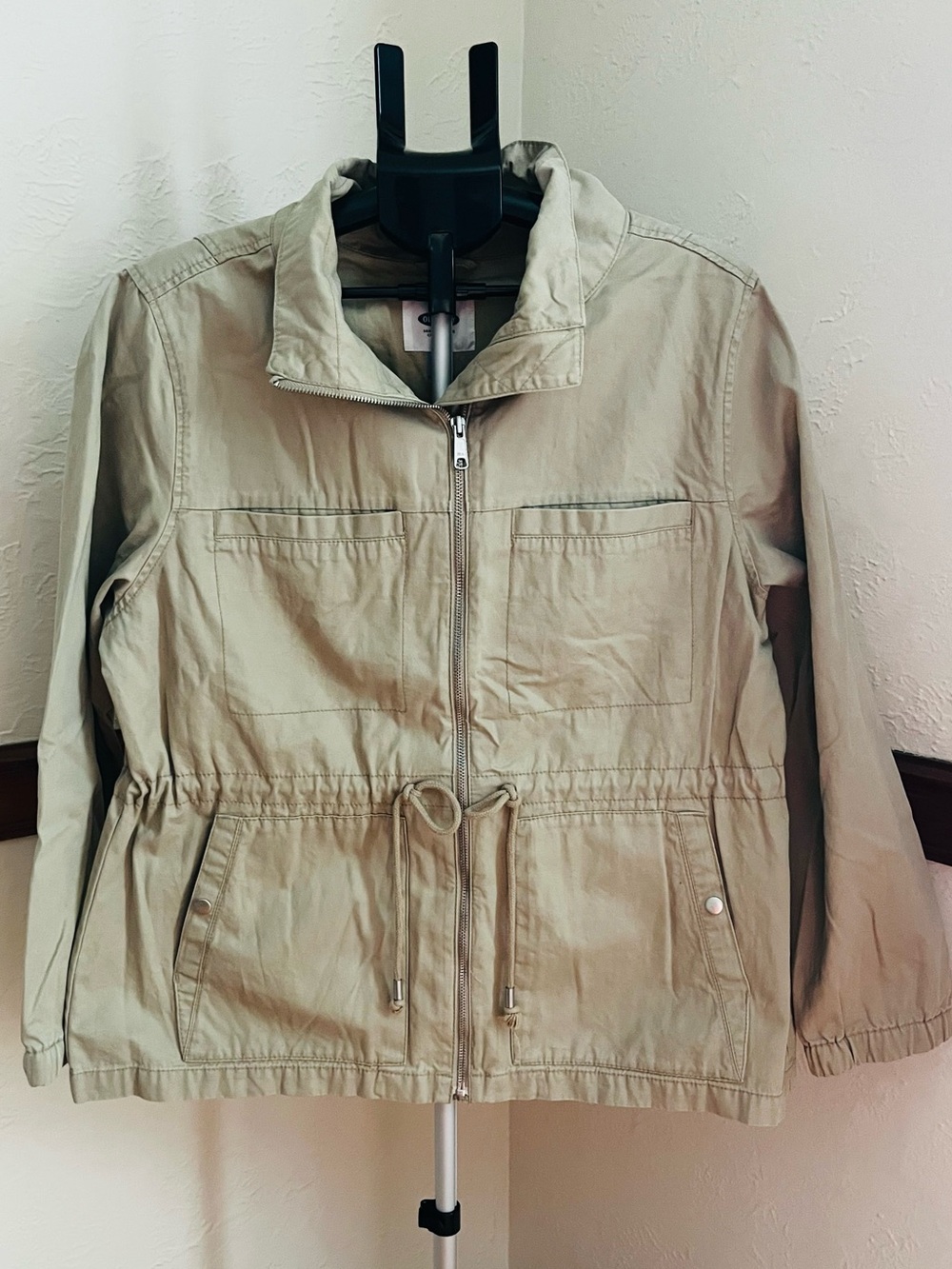 Old Navy Beige Canvas Drawstring-Waist Utility Jacket NWT XL